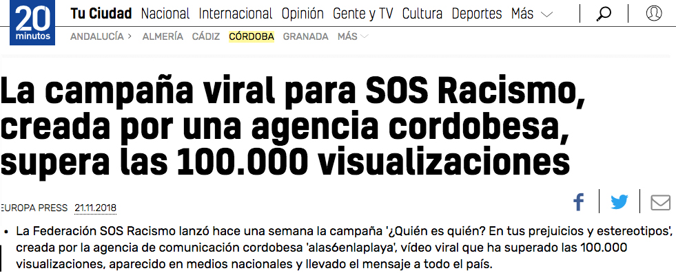 20 Minutos. Noviembre 2018.